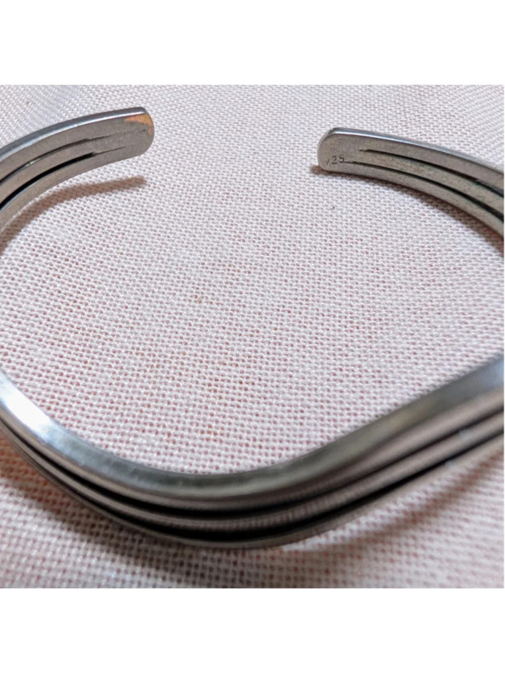Sterling Silver Modernist Wave Cuff Bracelet 925 Triple Band Artisan Minimalist